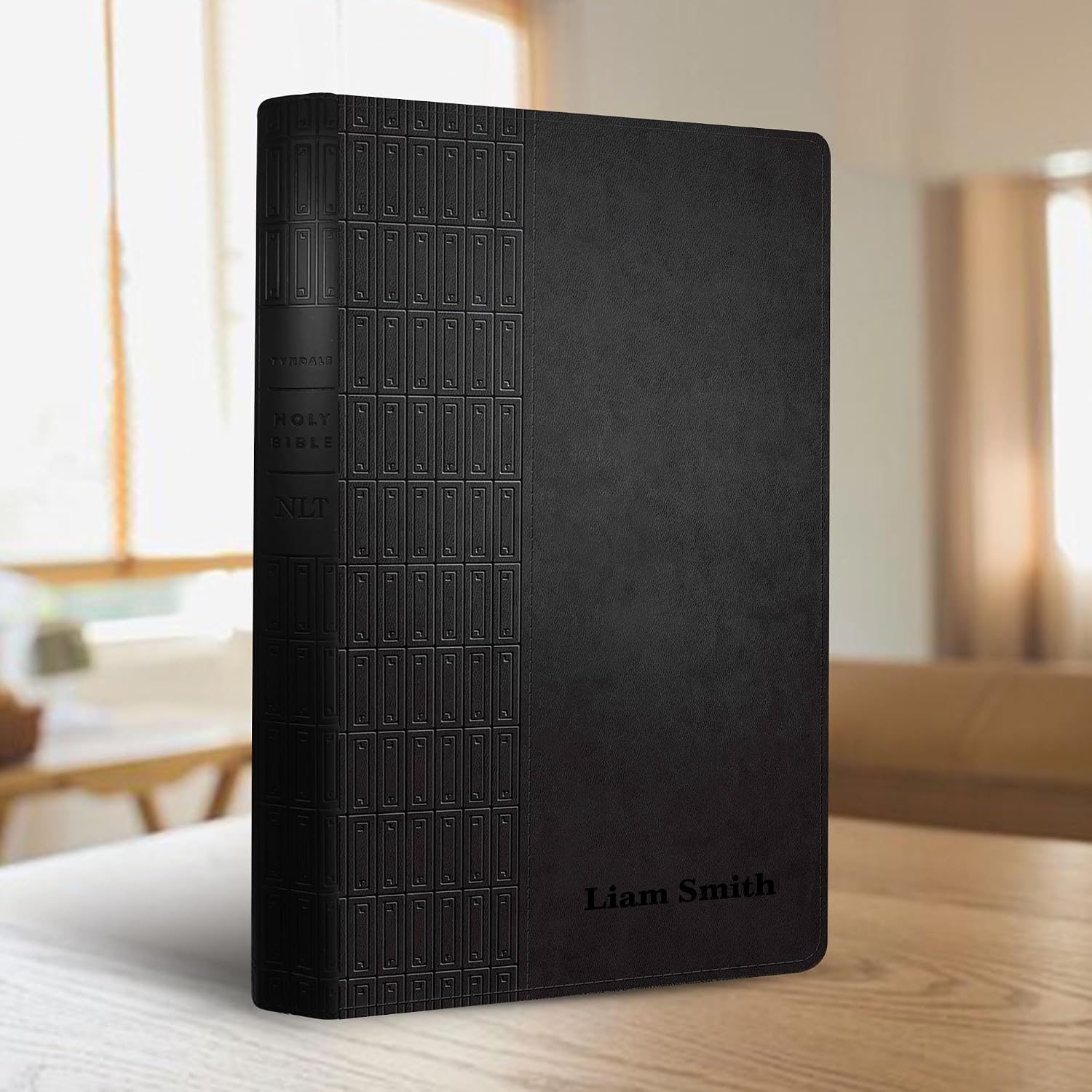 Personalized Premium Large Print NLT Holy Bible with Custom Name in Black | Christian Large Print New Living Translation Bible Gift for Religious Celebrations | Black