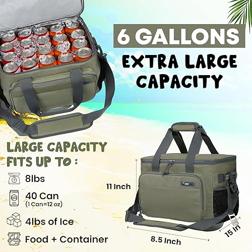 Miniatura 3 de Bolsa térmica grande con capacidad para 40 latas, bolsa de almuerzo aislada, ligera, portátil, diseño de doble capa, perfecta para viajes en picnic,