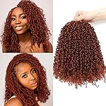 Aksice Pre-looped Yanky Twist Crochet Hair 10 Inch 8 Packs Bohemian Passion Twist Spring Mini Twist Crochet Hair for Black Women Boho Crochet Braids Synthetic (350)