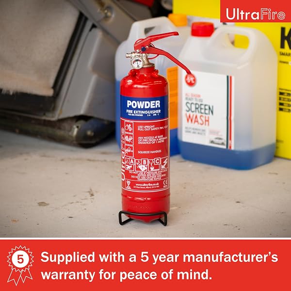 UltraFire 1kg Powder Fire Extinguisher - Car, Taxi, Caravan, Camping, Boat - Kitemarked EN3 - 5