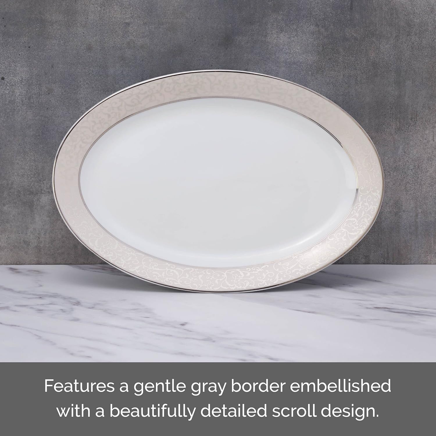 Mikasa Parchment Oval Serving Platter, 14-Inch, White - L3438-314