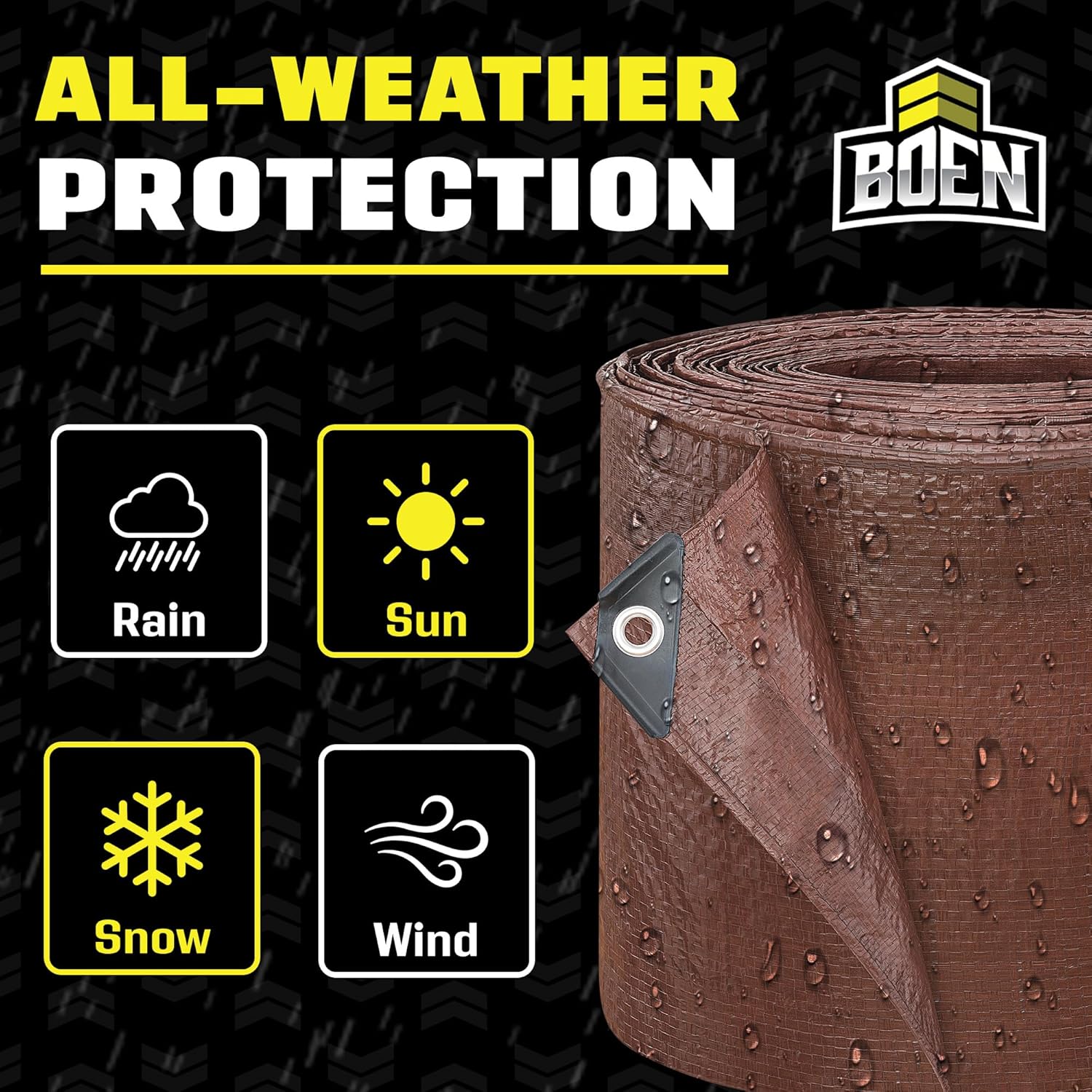 Multi-Purpose Large Tarp Waterproof Cover | Brown, 20' x 30' 5 Mil Thick | Rip Proof Tarps | Thick Weave Material, UV Resistant Great for Tarpaulin Canopy Tent, Boat, RV or Pool Cover