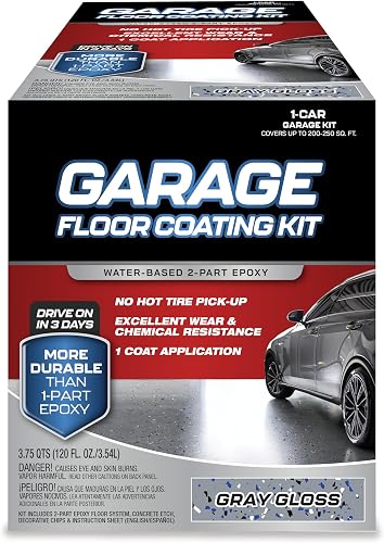 COLOR CARE Garage Floor Epoxy Kit - 2-Part High-Gloss Coating, Chemical Resistant for 1-Car Garage (Gray)
