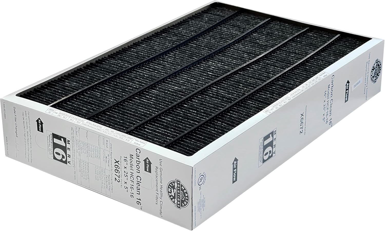 Lennox Healthy Climate Lennox X6672 16x25x5 Healthy Climate Carbon-Clean MERV 16 Filter Bundle with Same Day Supply Filter Change Reminder Magnet (2-Pack) 2 Count (Pack of 1)