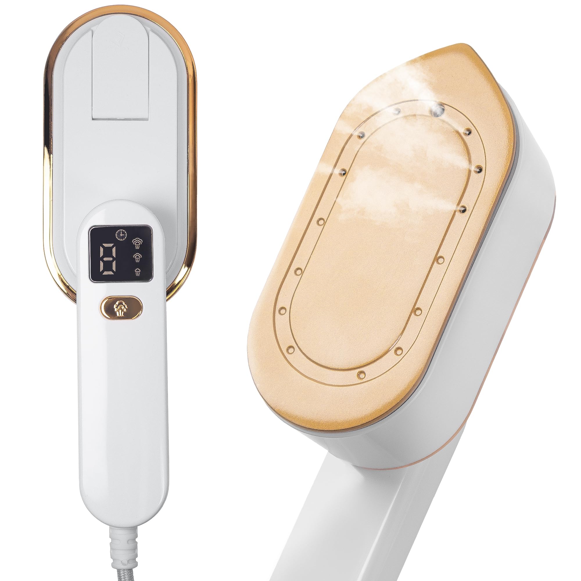 Plancha de Viaje Deecam con LED(16x7.5x11cm) - 1200W (9s Calentamiento) - Plegable 180° - 150ml/3 Niveles de Vapor Plancha de Viaje para Ropa- Ideal Viajes