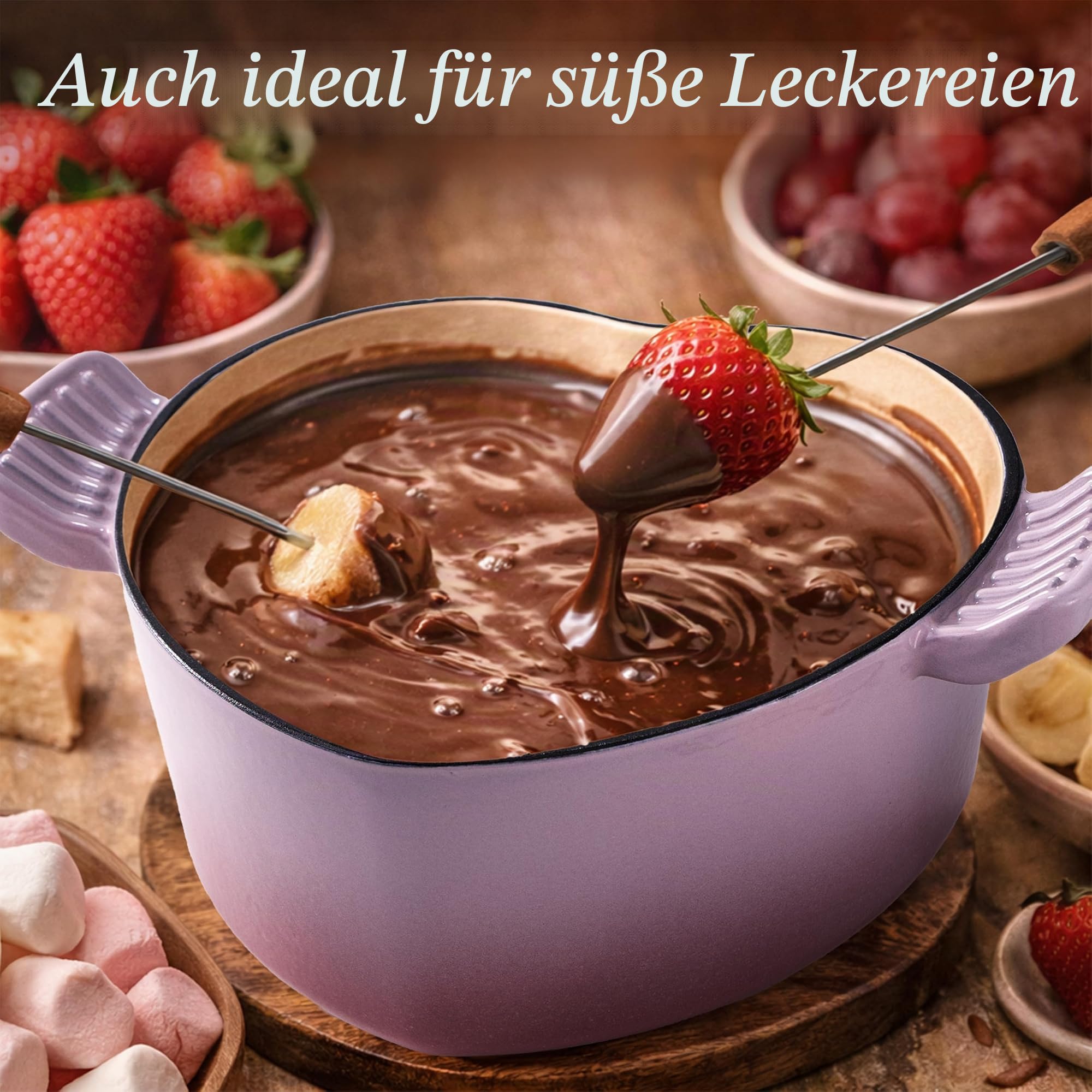 Mabeeze Schmortopf in Herzform, emailliertes Gusseisen, 2 l, Rosa