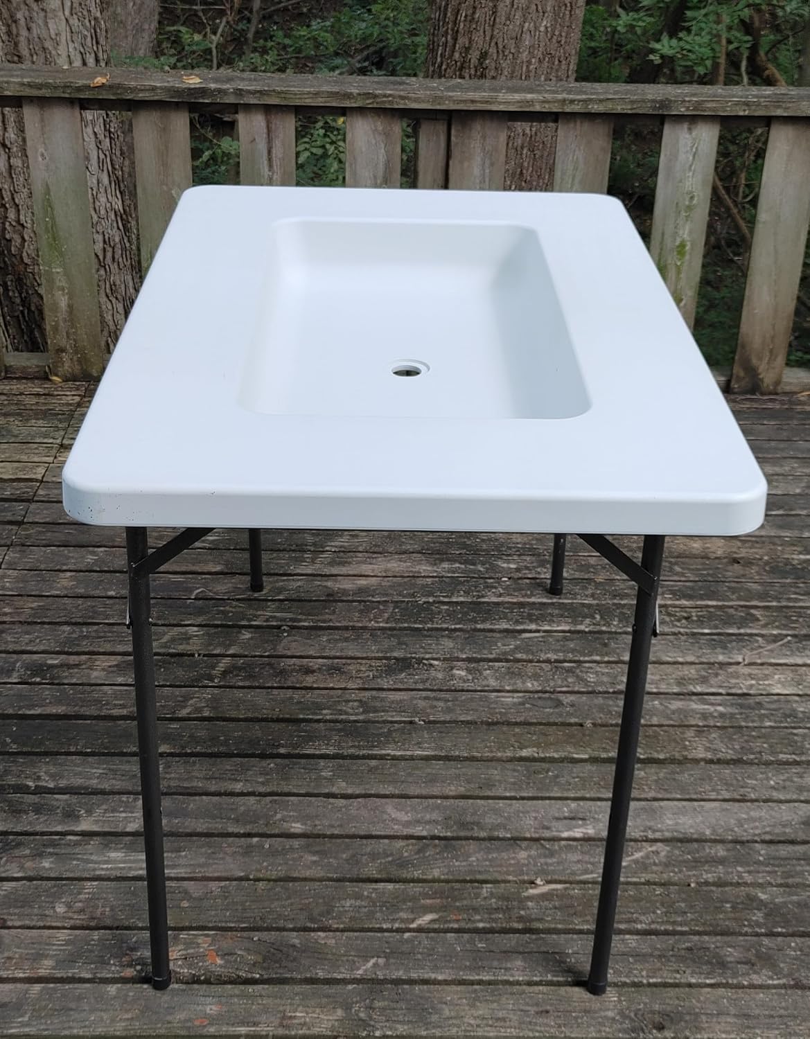 Old Cedar Outfitters Fill and Chill Ice Cooler Folding Table with Large Sink and Drain for Cleaning Fish and Game and Keeping Fish and Food Cold for Parties, Camping and Cleaning with Serving Shelf
