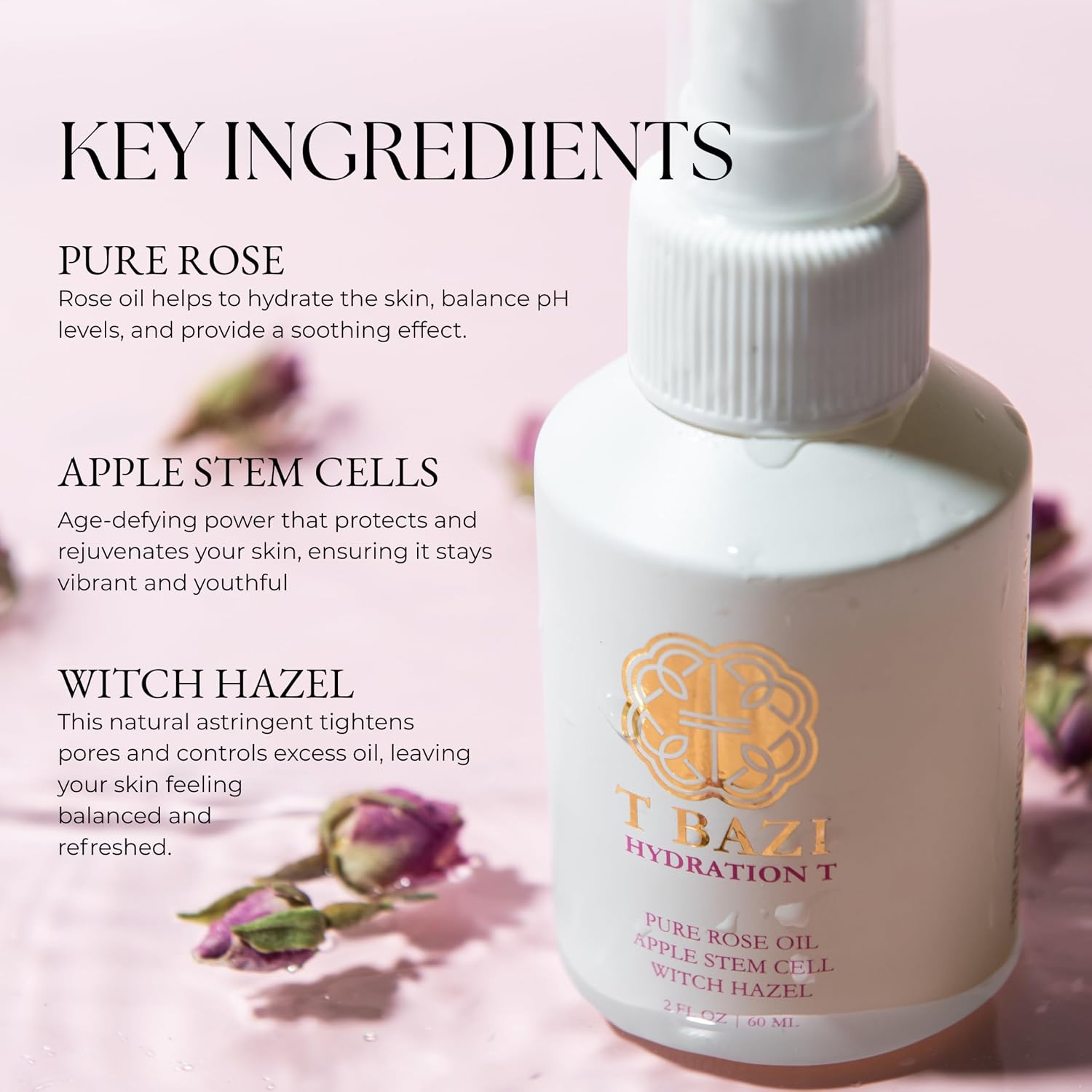 Hydration T – Hydrating Facial Mist & Toner Spray for Glowing Skin, Luxury Face Mist with Persian Rose & Hyaluronic Acid