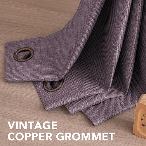 Miniatura 4 de H.VERSAILTEX - Cortina opaca de lino de 96 pulgadas de largo con aislamiento térmico, ojales y aspecto de lino, textura de arpillera, para