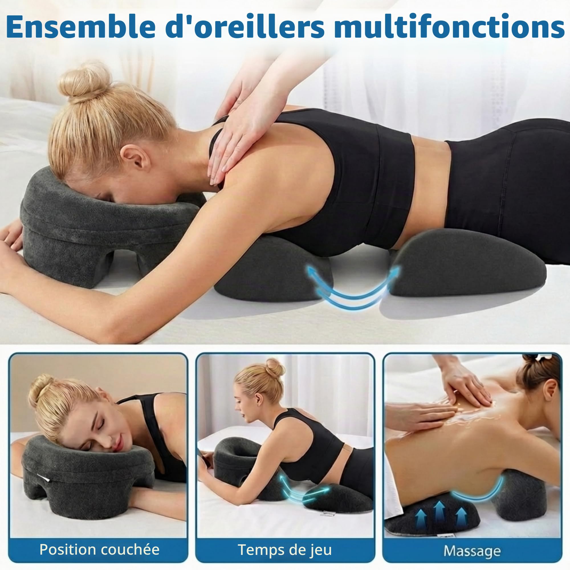 Coussin Massage Visage avec Trou Respirant, Appui Tête pour Table de Massage Lit,Coussin de Soutien de la Poitrine, Coussin de Poitrine pour Table de Massage, Coussin en Mousse À Mémoire pour Spa (A)