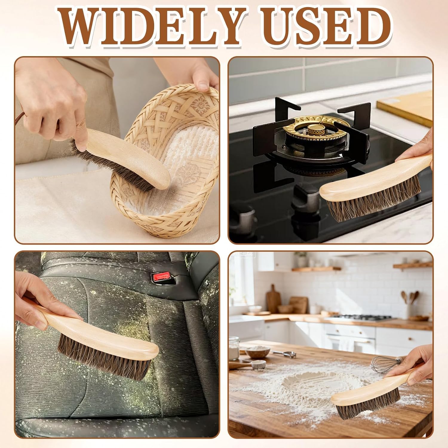 Cleaning Bread Brush for Bread Proofing Baskets/Countertops/Wood Pulp Banneton/Proofing Cloth | Natural Horsehair and Wooden Handle Bread Cleaning Brush | Essential Sourdough Cleaning Supplies