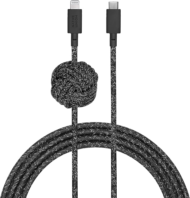 Native Union Night Cable - 3m Ultra-Strong Reinforced Durable USB-C to Lightning [MFi Certified] Charging Cable with Weighted Knot Compatible with iPhone 14, iPhone 13 and earlier (Cosmos)