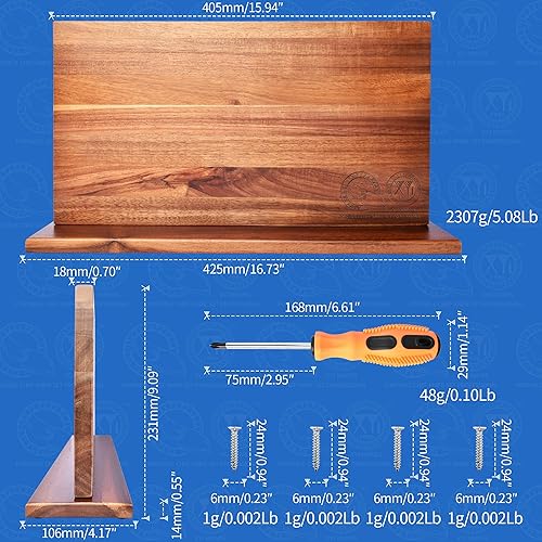 Miniatura 6 de XYJ Juego de cuchillos de chef japoneses con soporte magnético de madera para cuchillos de cocina con bolsa de rollo para aves de corral Tijeras