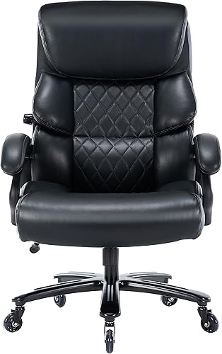 Miniatura 5 de HESL Silla de escritorio, silla de oficina grande y alta con soporte lumbar ajustable, silla de oficina excutiva con reposabrazos ajustables, silla