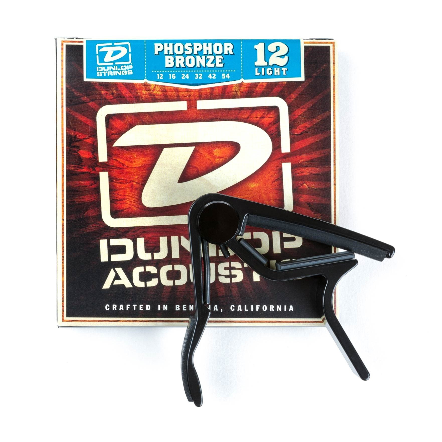 JIM DUNLOP 83CBA12 Acoustic Trigger Capo & Phosphor Bronze Strings Combo Pack