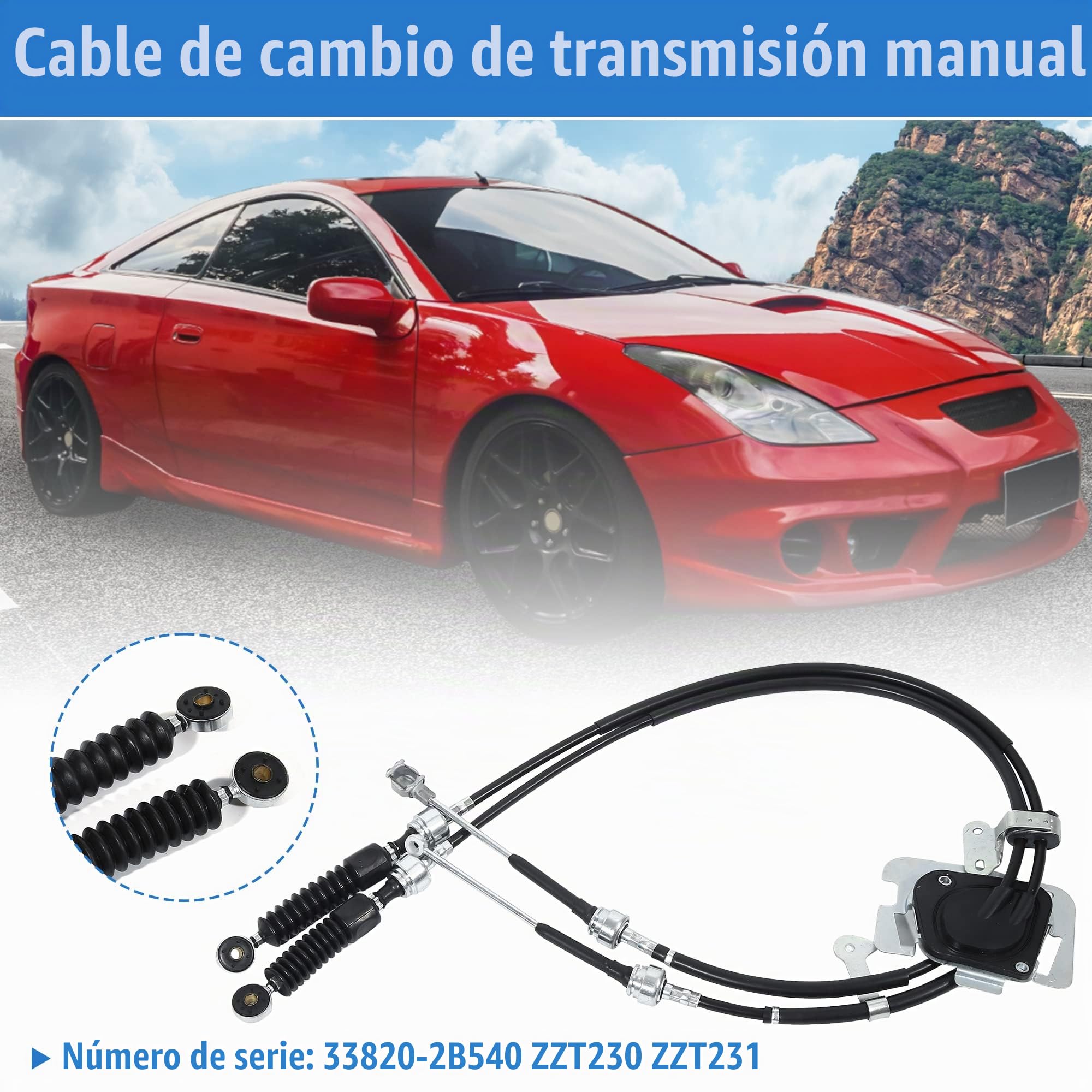 A ABSOPRO Cable De Cambio De Marchas Para Toyota Celica 00-05 1Pc | Negro, Plateado, Acero Laminado En Frío, Plástico, 139 Cm, Oe 33820-2B540 Zzt230 Zzt231, 1 Pieza