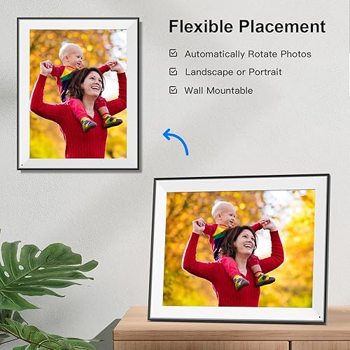 Miniatura 37 de Marco de fotos electrónico de 15.6 pulgadas, marco de fotos digital grande, pantalla de fotos inteligente para montaje en pared, 32 GB, pantalla
