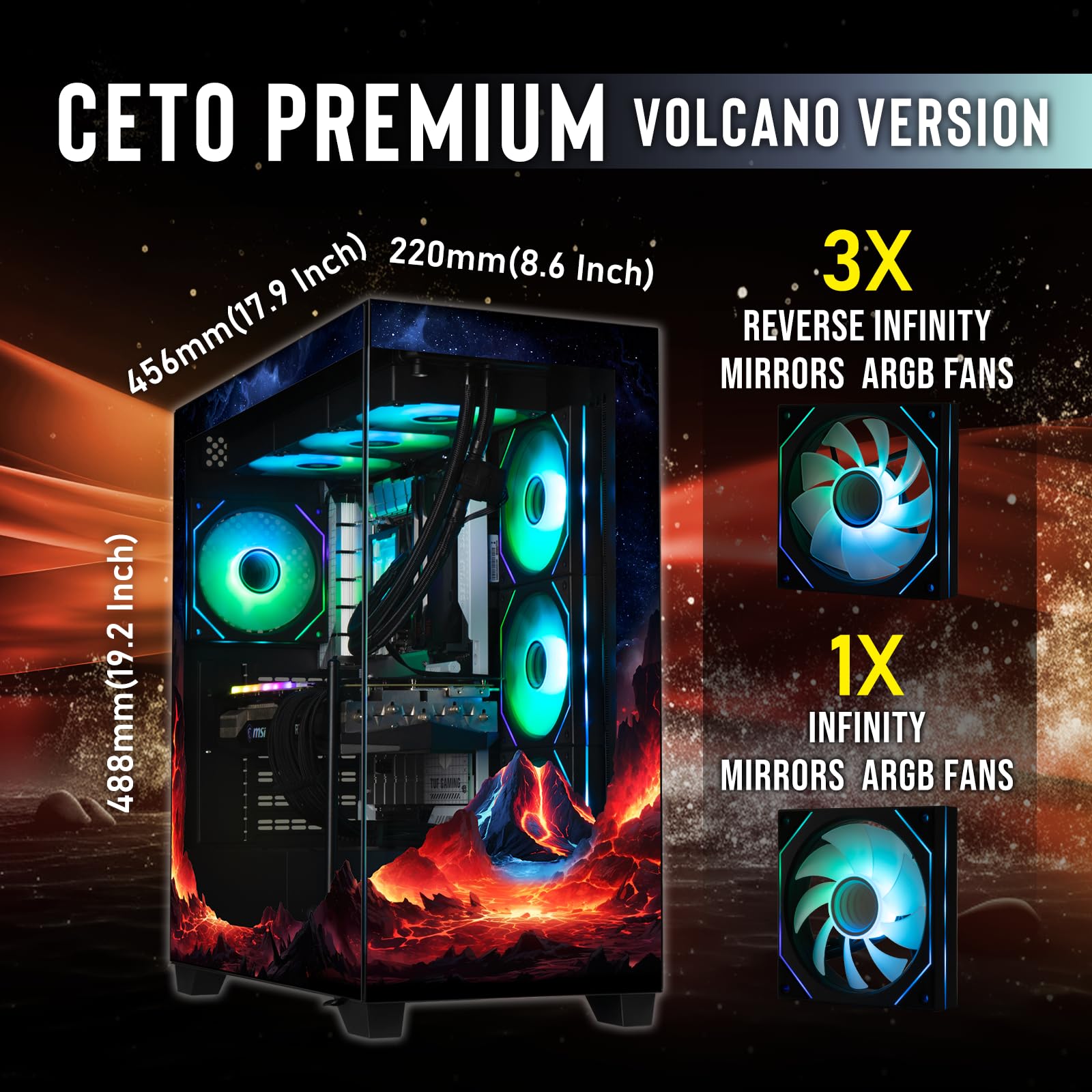 Custodia per PC Medio Torre BITFENIX CETO Premium Edition Volcano (nero)
