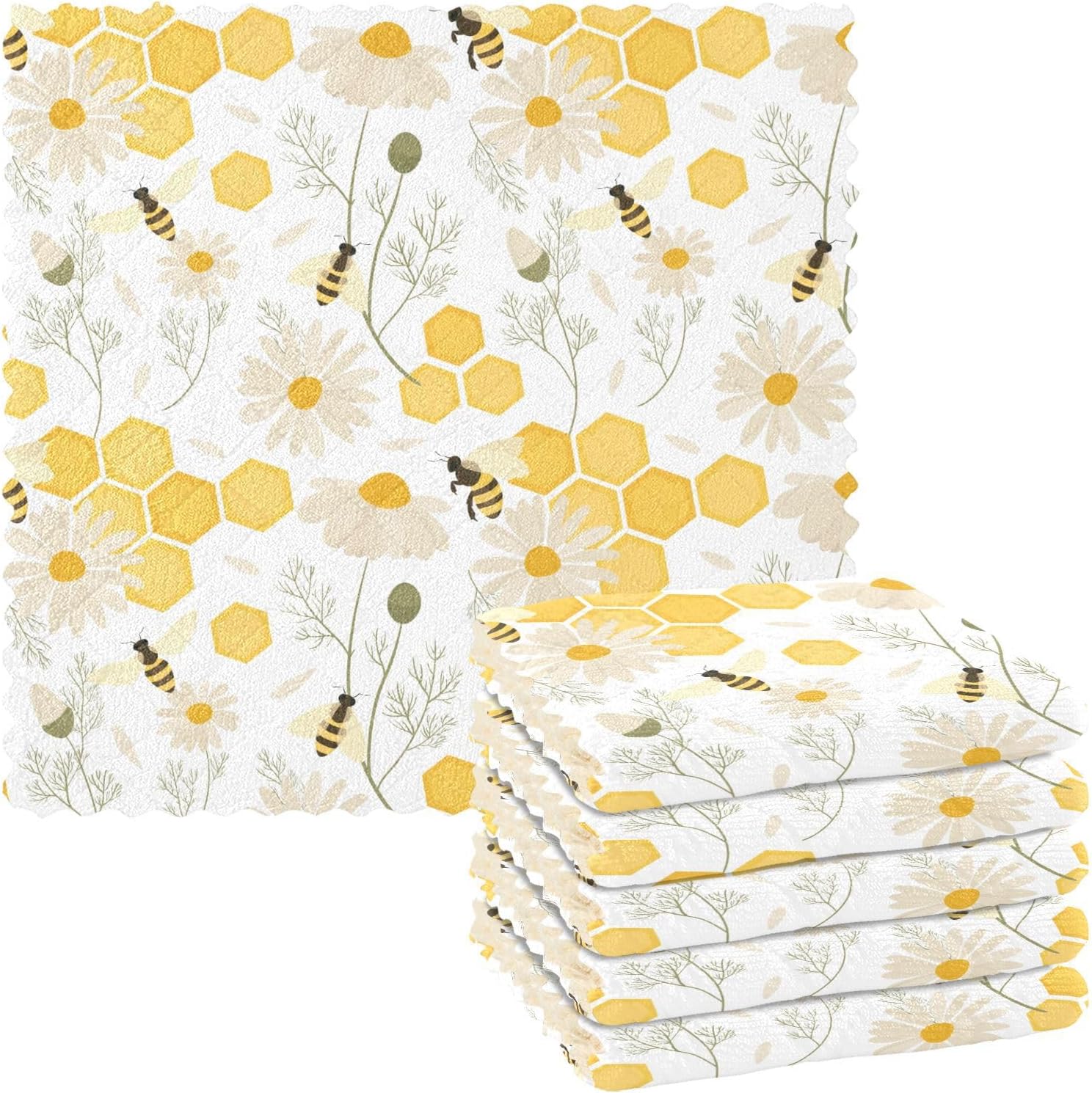 Mnsruu Microfibre Cleaning Cloths Bee Reusable Dish Cloths for Washing Up 6 Pack Swedish Dishcloth Microfibre Cleaning Towels Washable Duster Rags Cloth Home