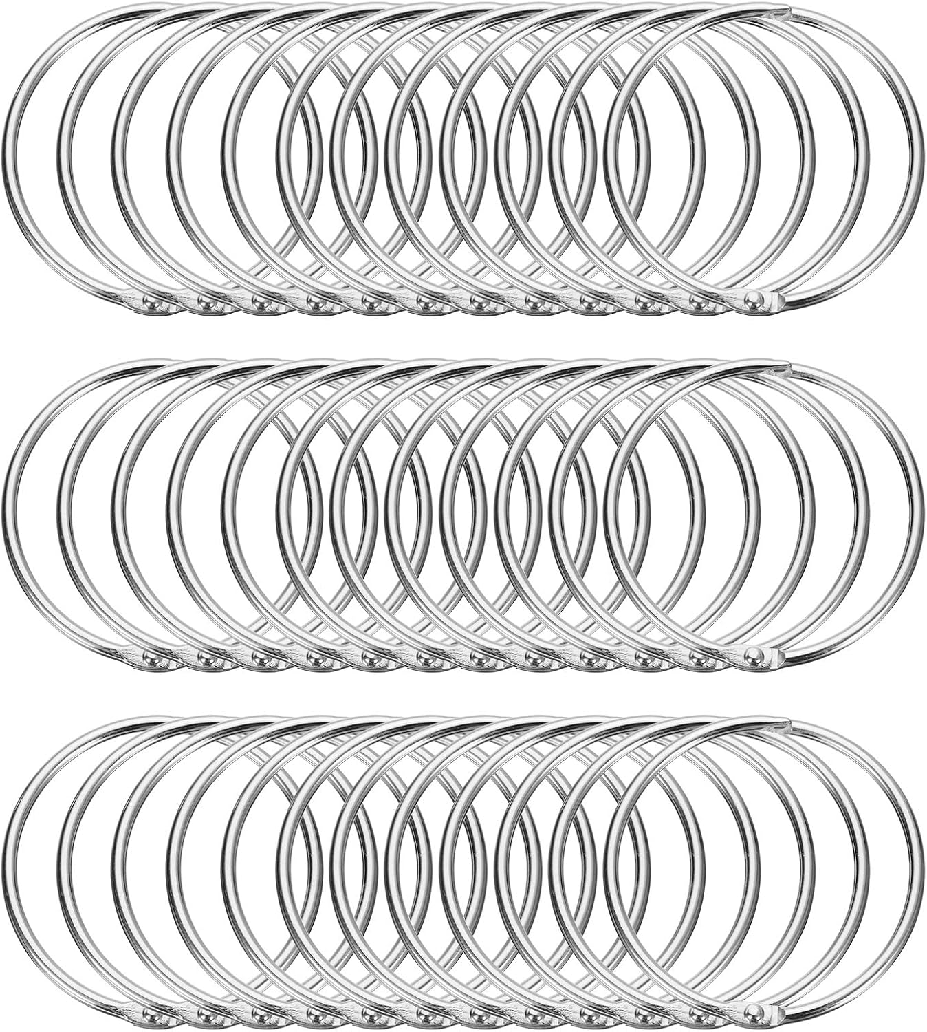 uxcell 36pcs Shower Curtain Rings, 2 Inch ID Iron Round Snap Shower Curtain Hooks Glide Smoothly Shower Hooks for Bathroom Shower Curtain Rods, Silver