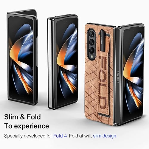 Miniatura 2 de Asuwish Funda de cuero para Samsung Galaxy Z Fold 4 5G 2022 y accesorios para celulares, funda de cuero con soporte para S Pen Ranura para la