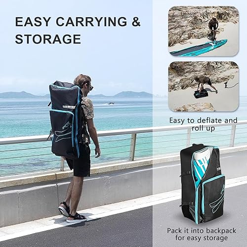 Miniatura 6 de Kayak inflable, kayak plegable ligero y duradero, kayak inflable, kayaks para adultos remando en ríos, lagos y aguas costeras