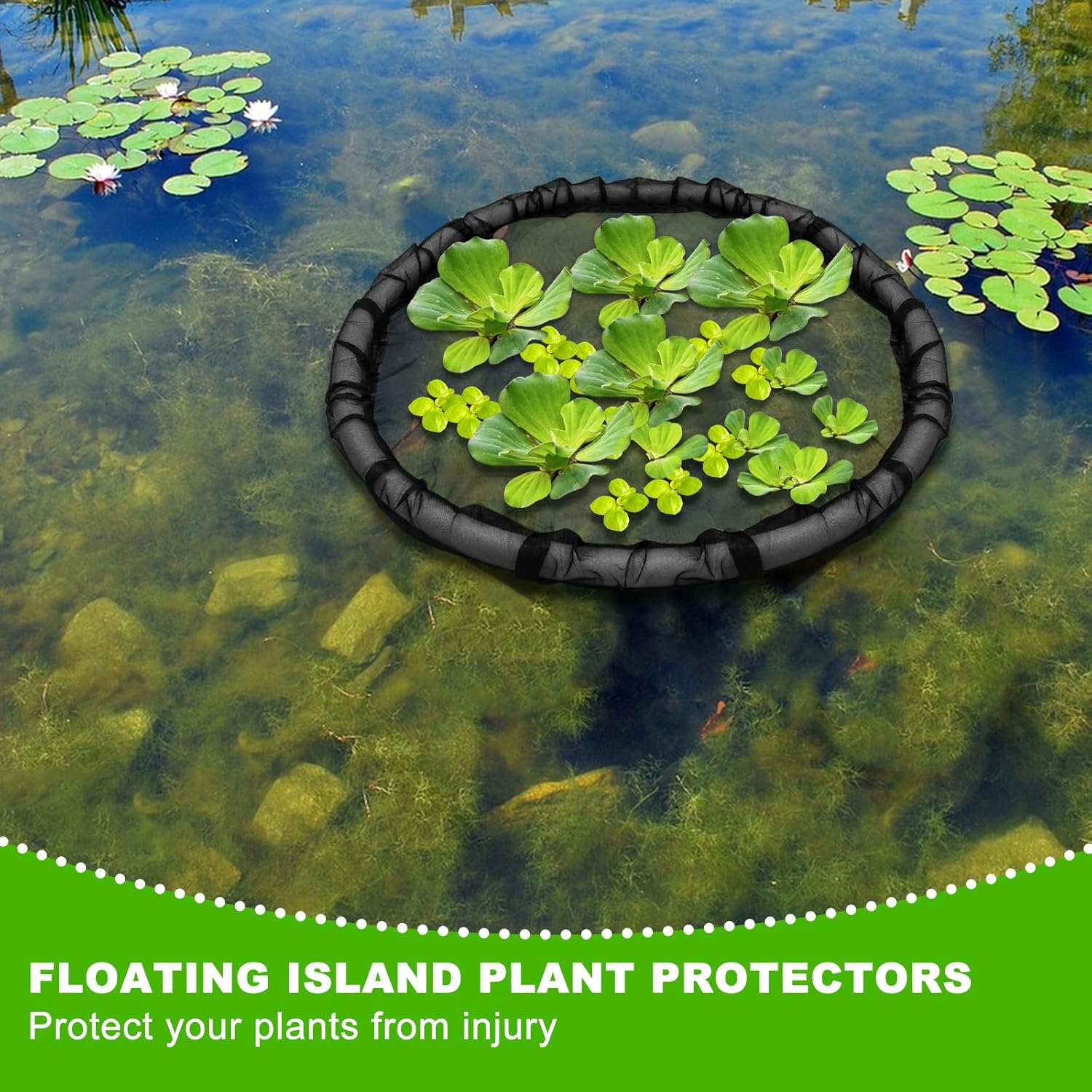 1Pack Floating Flora Fish Barrier Floating Island Plant Protector Round Floating Flora Island for Pond Protects Your Floating Plants from Pond Fish