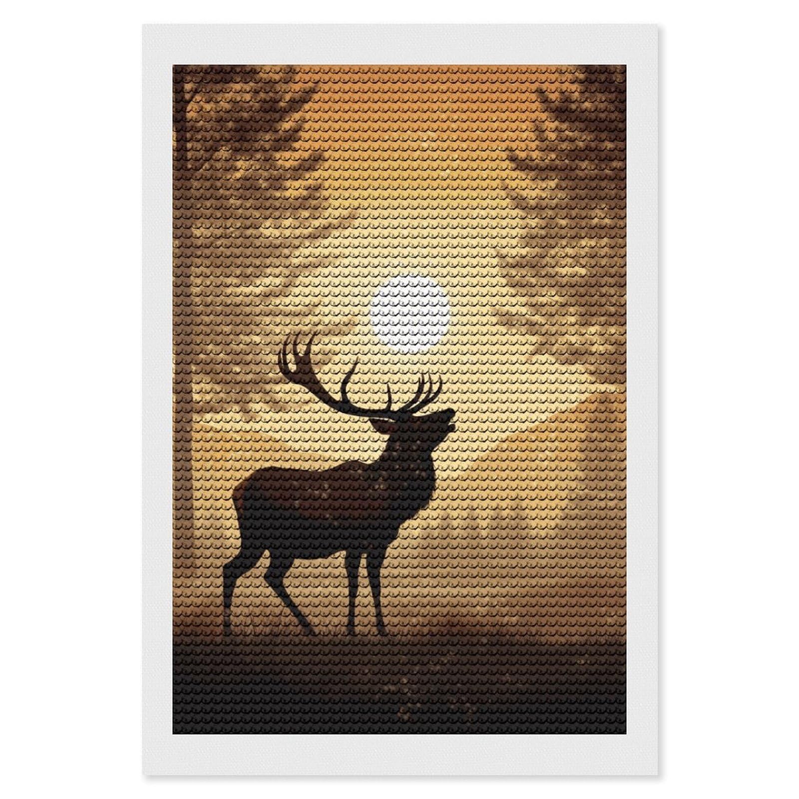 DWVTSLH Elk Artwork Diamond Painting Kits for Adults, Personalized Diamond Photo Art Full Drill, DIY 5D Diamond Art Painting Kits for Beginners, Home Wall Decor 8"x12"