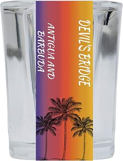 Devil'S Bridge Antigua And Barbuda 2 Ounce Square Shot Glass Palm Tree Design