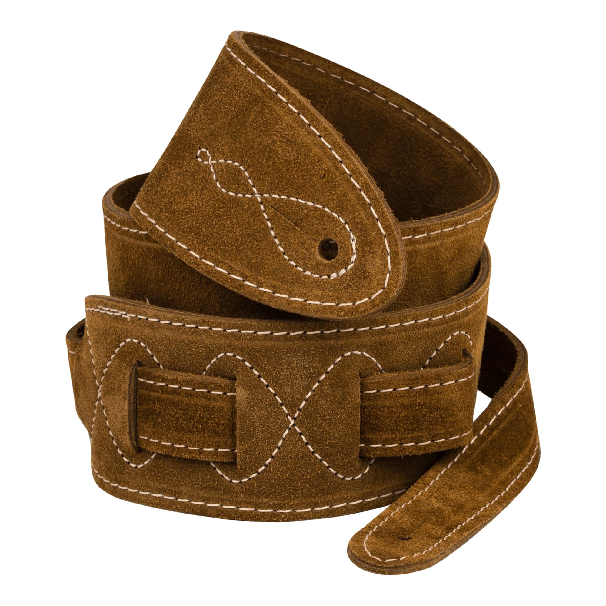 Leathergraft 7cm Wide Suede Acoustic Electric Bass Guitar Strap with Reinforced Leather Strap Ends (Beige)