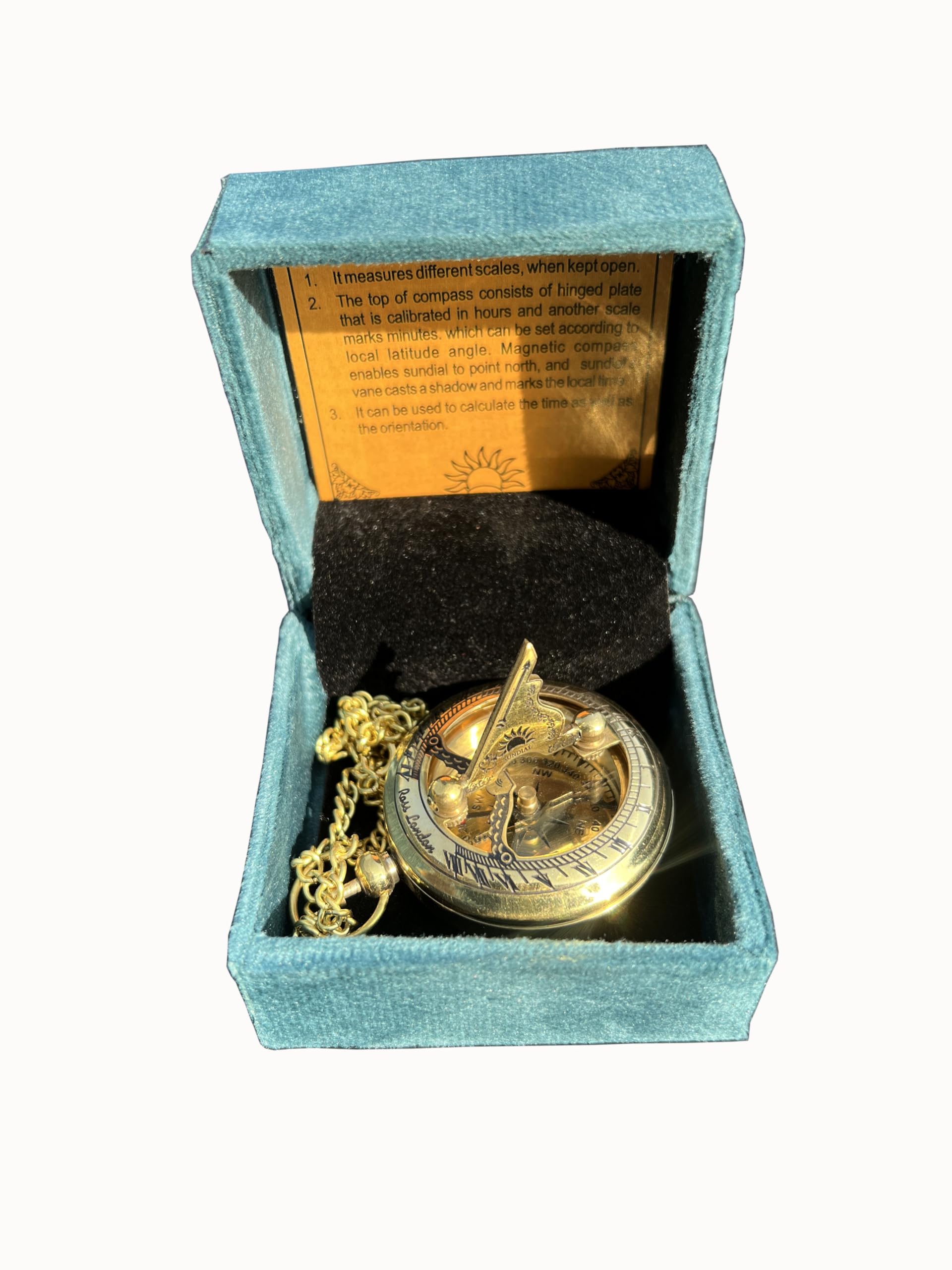 KNB HANDICRAFT Brass Sundial Compass Personalized Keychain Gift Father Son Wife Family Member