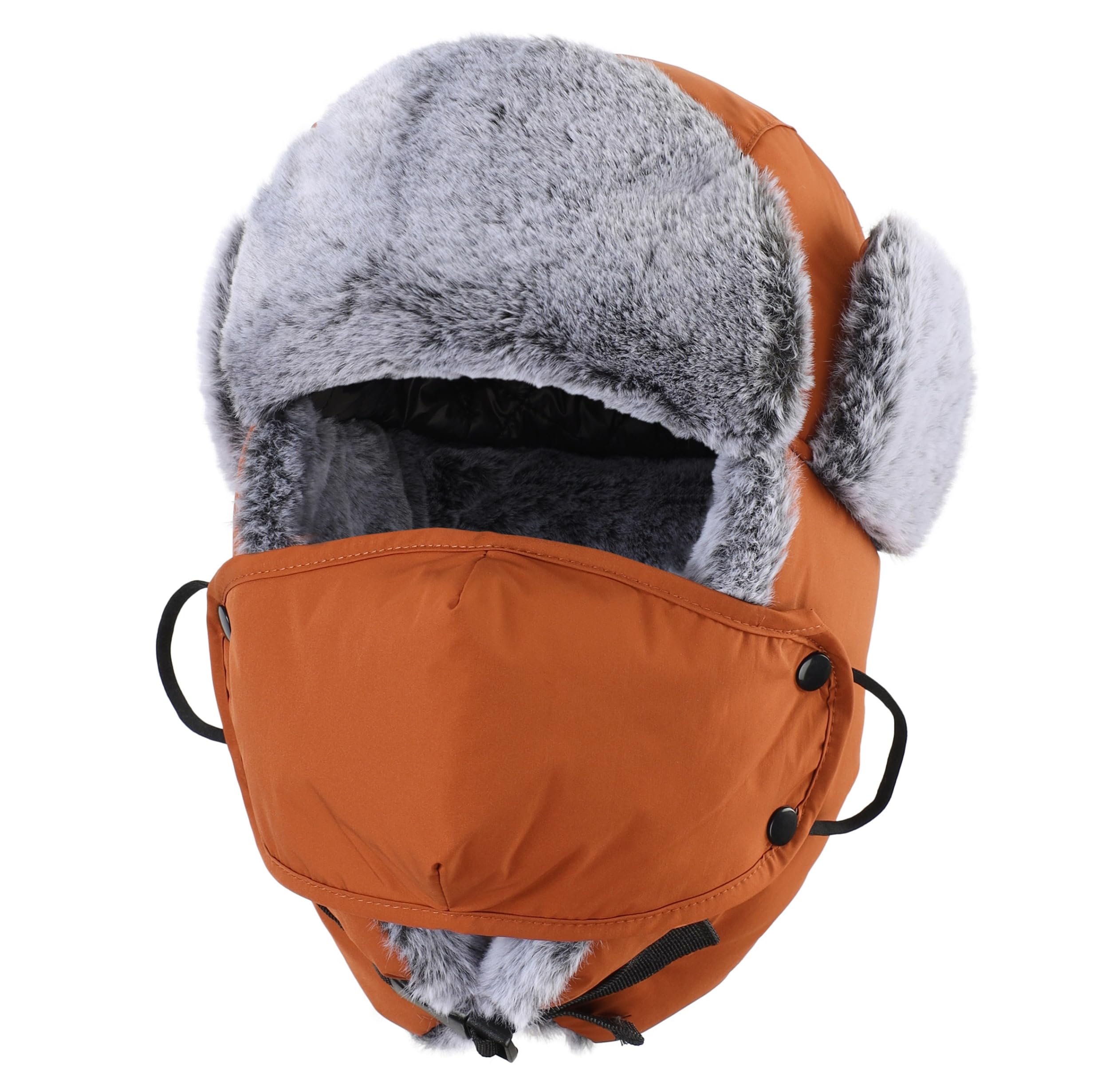 Connectyle Trapper Hat for Men Women Faux Fur Lined Winter Hat with Face Mask Water Repellent Cold Weater Outdoor Hat