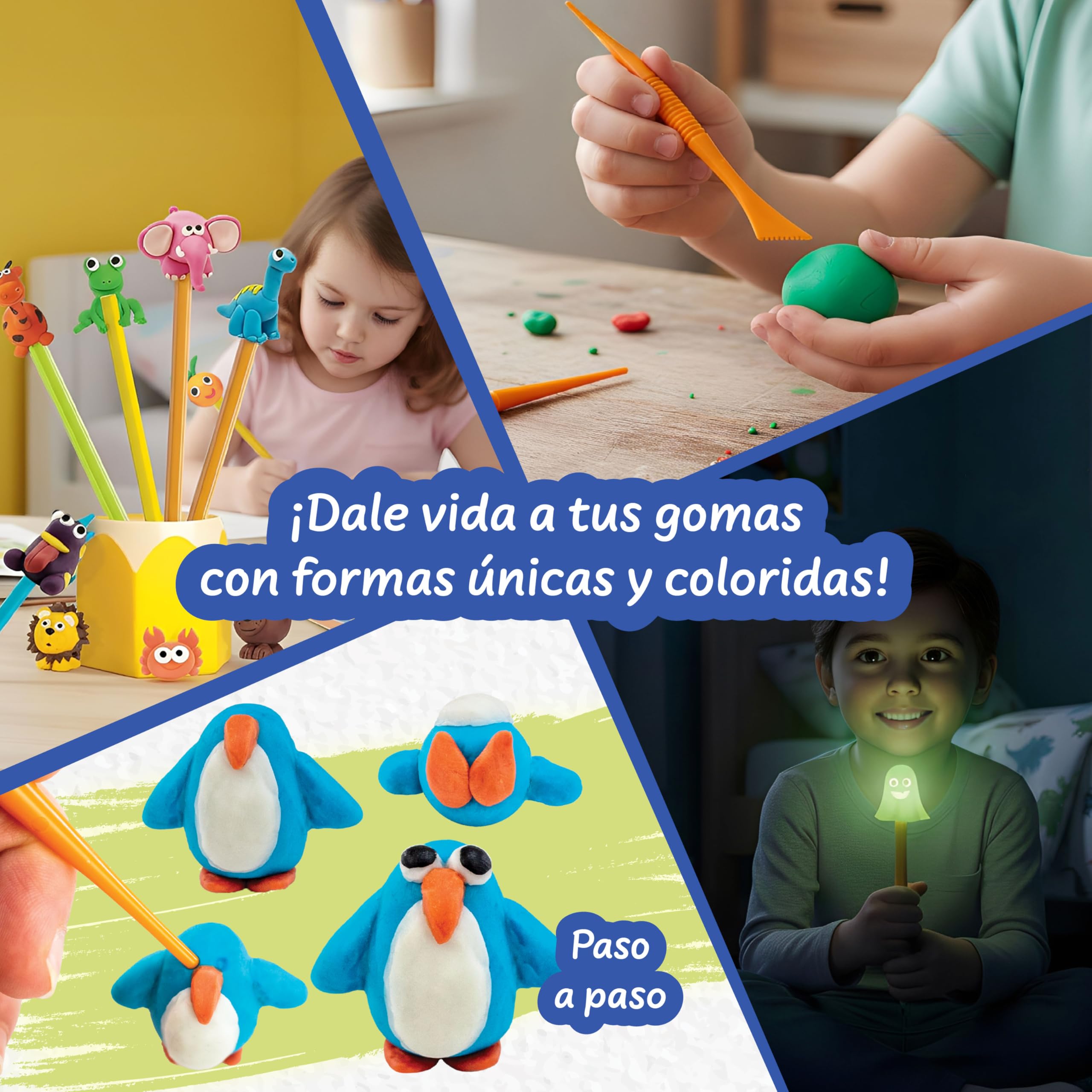 Science4you Crea tus Gomas Kit STEM Juguetes Niños 6+ – Figuras Animales, Gomas que Brillan, Set Manualidades, Material Escolar, Regalo Cumpleaños Niños Niñas 5 6 7+