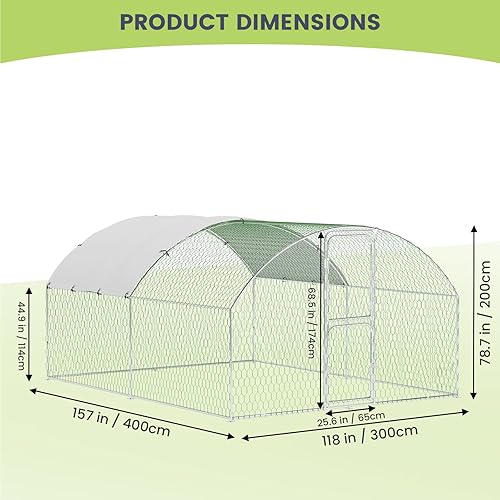 Miniatura 17 de Gallinero de metal grande, gallinero en forma de cúpula con doble puerta, gallinero con cubierta impermeable y anti-UV, corral grande para pollo