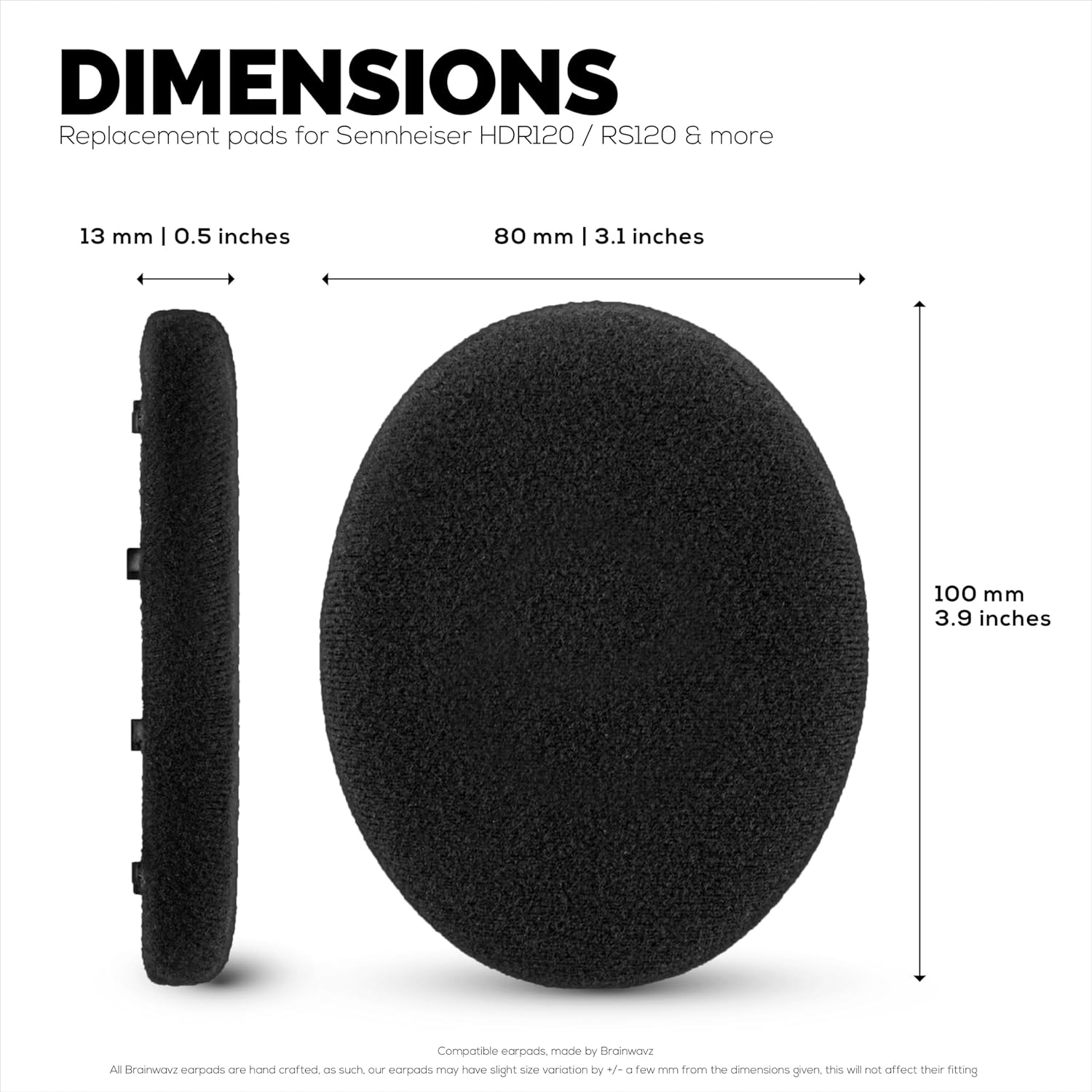 Replacement Velour Earpads for SENNHEISER RS120, RS110, RS115, RS117, RS119 Headphones - Soft Foam Ear Pad - HDR 120, HDR100, HDR110, HDR117, HDR119, Additional Comfort by Brainwavz