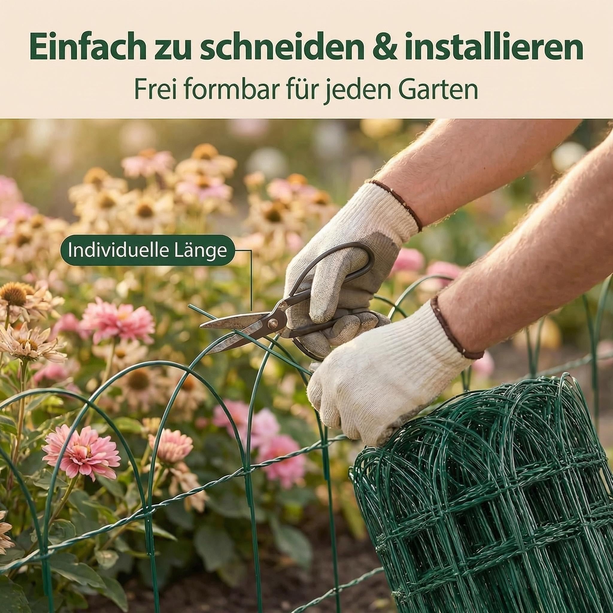 Amagabeli Gartenzaun, 0,4 m x 25 m, grün, 2,95 mm, RAL6005, PVC-beschichteter Metalldraht, rostfrei, für den Außenbereich, für Blumentiere