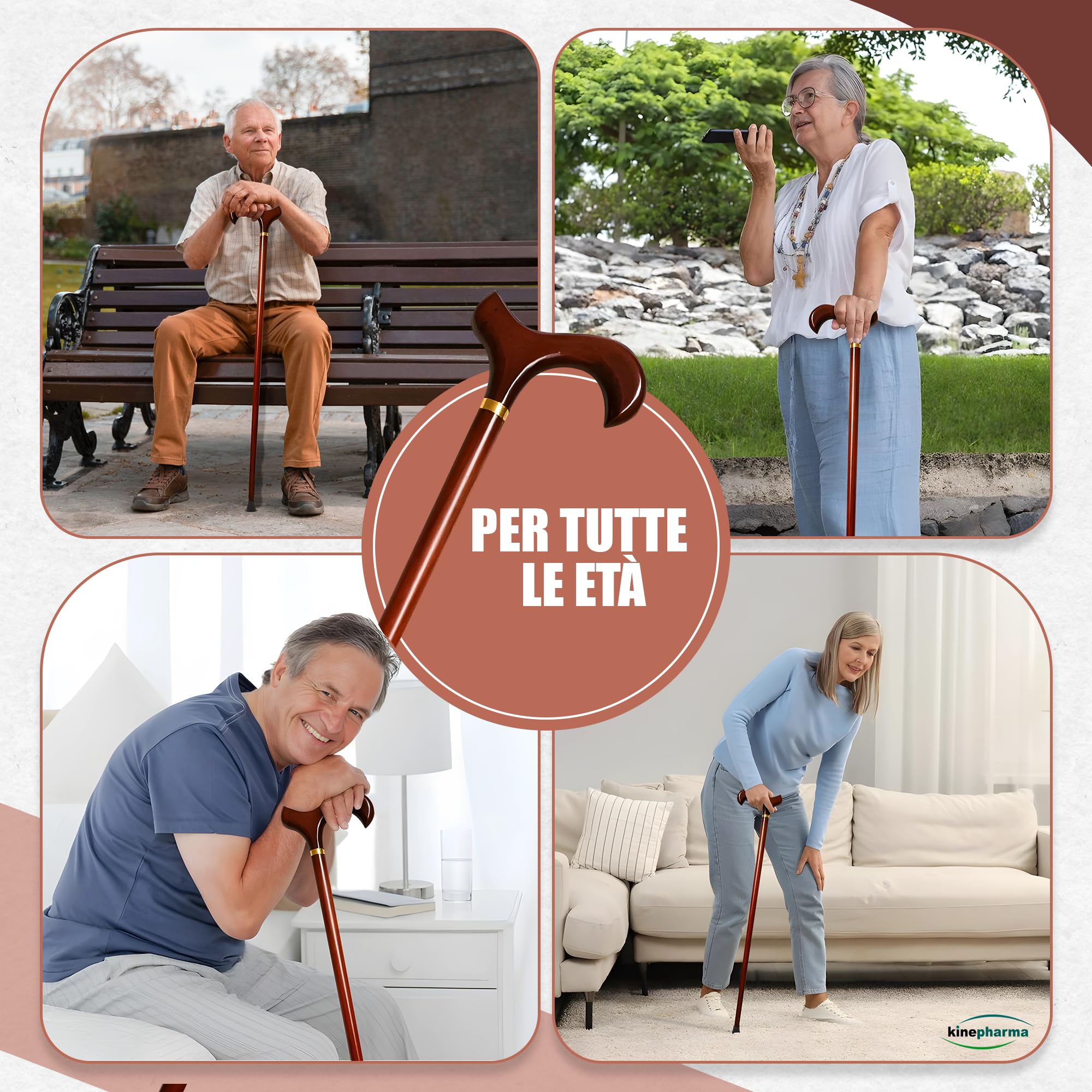 Bastone da Passeggio in Legno per Tutte Le età con Manico Derby da 92 cm | per Altezze da 1,70 a 1,85 m | Bastone per Uomo e Donna Robusto