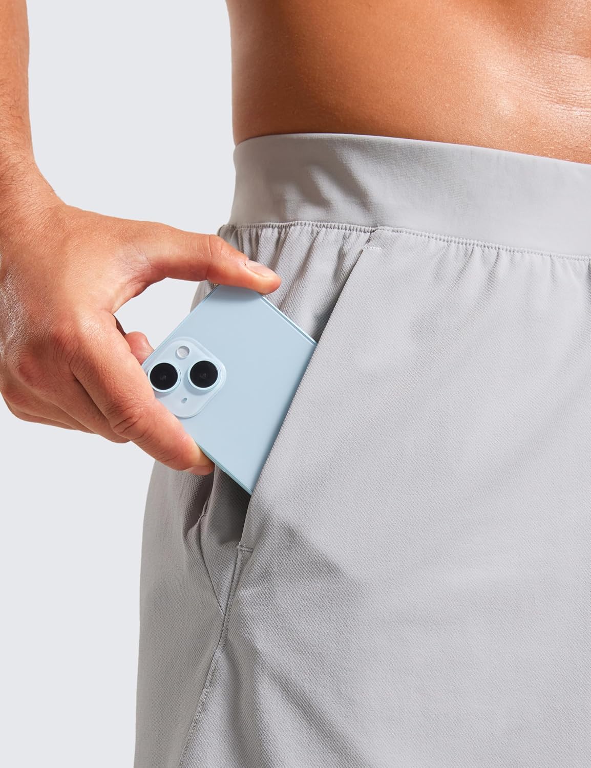 CRZ YOGA Mens Texture Training Shorts 5" - Side Split Quick Dry Lightweight for Workout Running with Zipper Pocket - Image 3