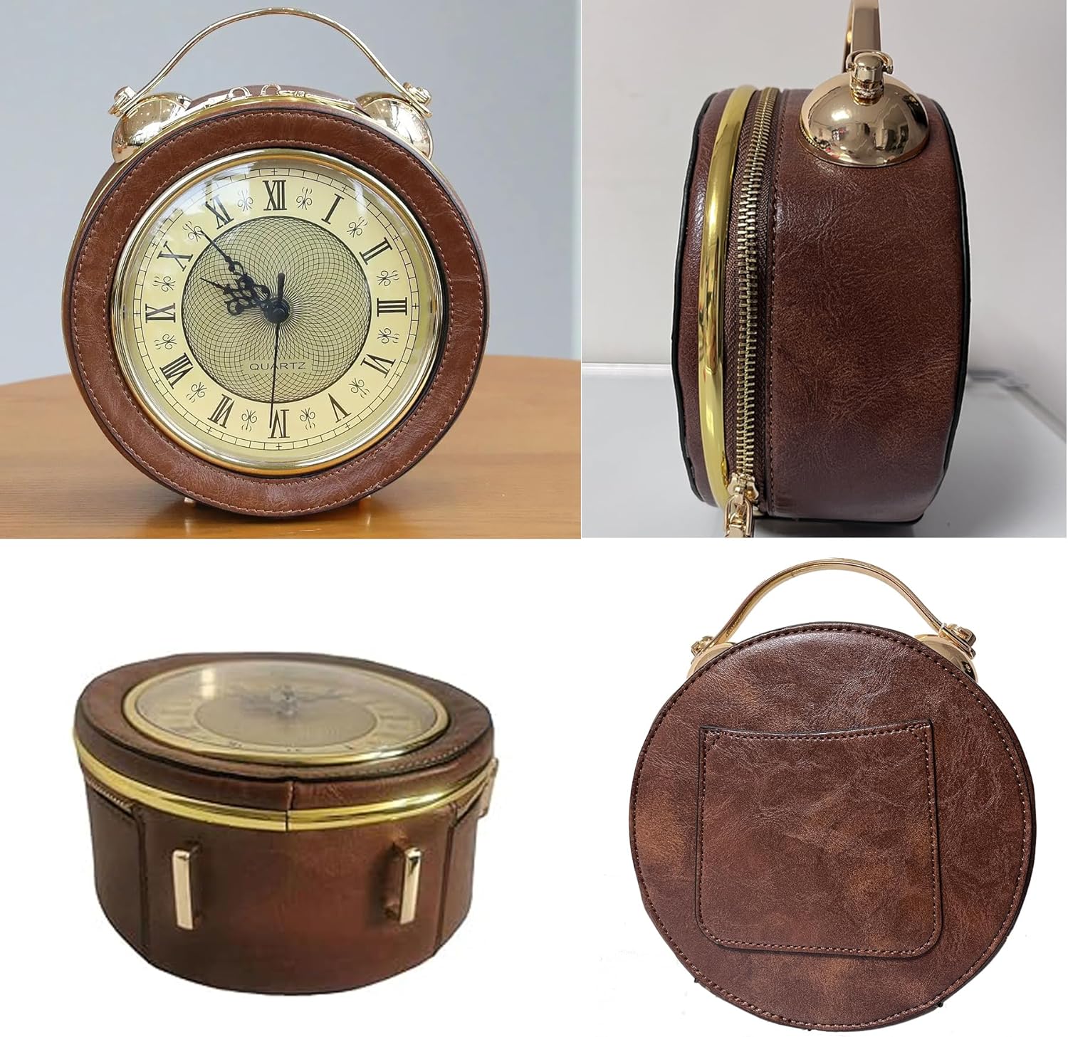 Clock Shaped Purse Women Classic Retro Handbag Crossbody Messenger Shoulder Bag Steampunk Unique Novelty Clock Bag