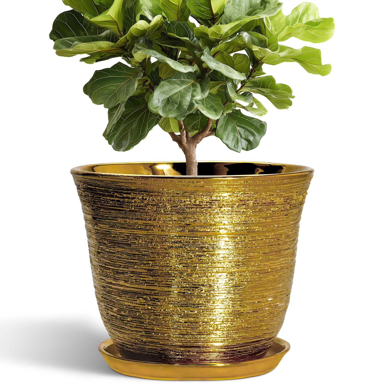 SUNPOTFOR 12 Inch Gold Glazed Planter