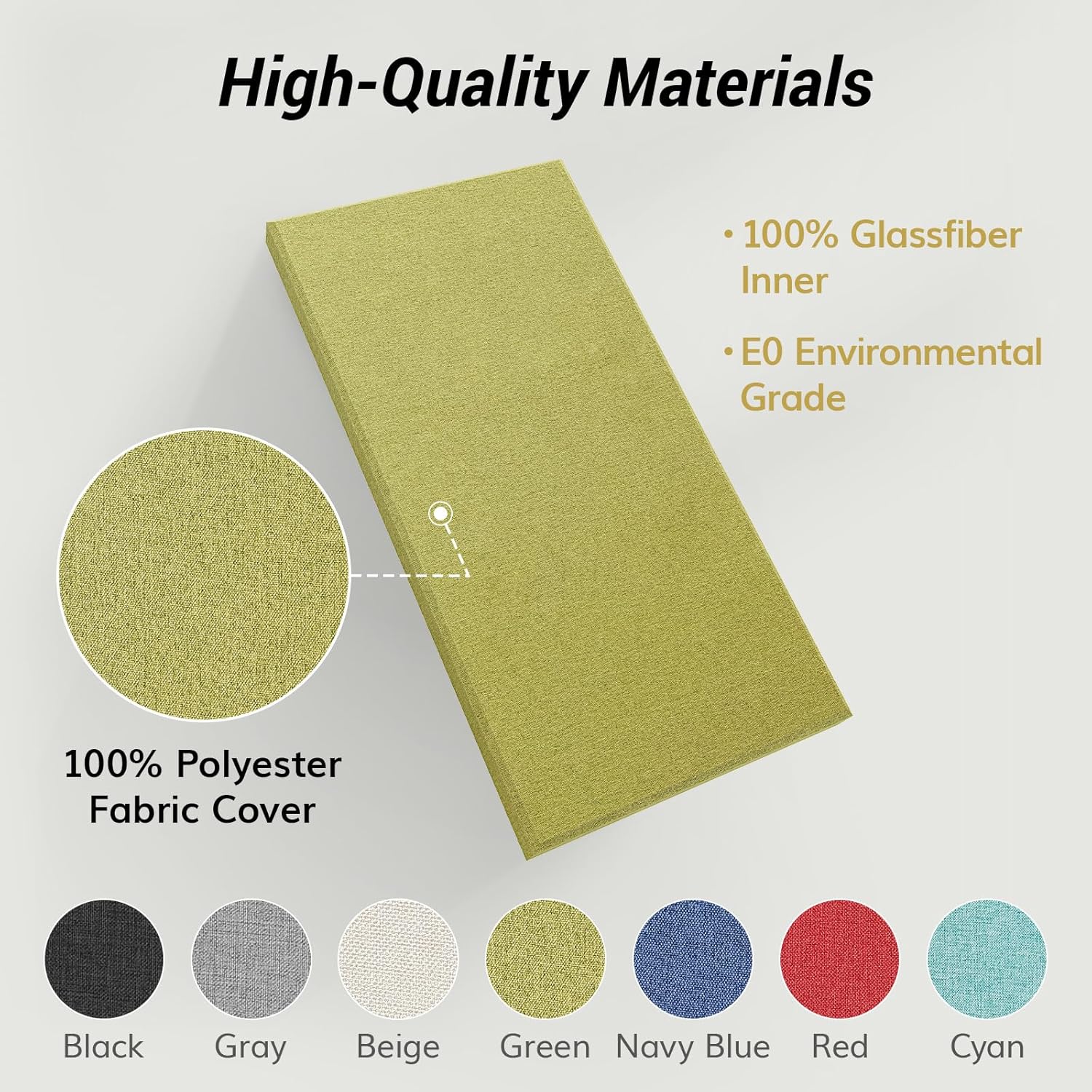 TONOR Large Fiberglass Acoustic Panels, 39.4" x 19.7" x 1.6" Sound Proof Panels for Walls, Acoustic Panels Sound Absorbing for Interior Wall Decor for Studios, Living Room, Theater, Green