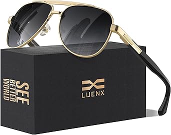 LUENX Aviator Sunglasses for Men Women Polarized Trendy Sun Glasses Pilot Shades for Outdoor Driving UV 400 Protection