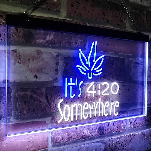 Miniatura 9 de ADVPRO Marijuana It's 420 Somewhere Weed High Life - Cartel de neón LED de doble color, st6-0404
