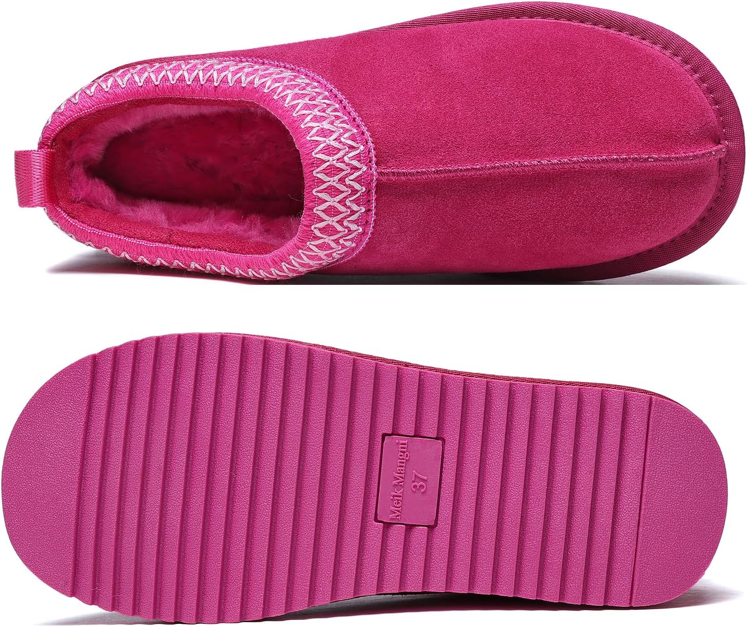 Women's Slippers Genuine Suede Platform Mini Boots Mens Faux Fur Warm Lining Winter Mules Cozy Warm House Shoes Indoor and Outdoor - Image 6