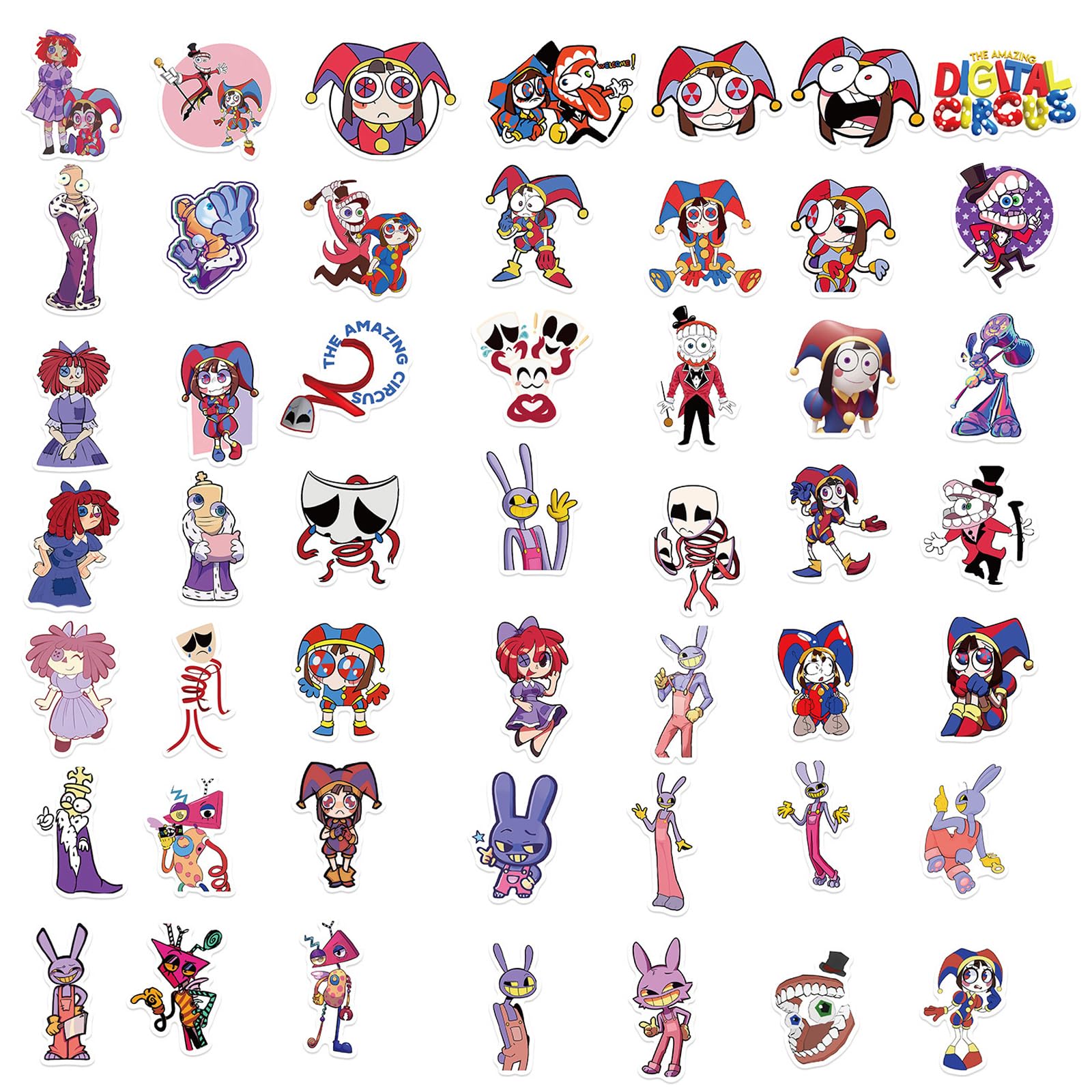 EDLMKM 56 pcs The Amazing Circus Stickers, Cute Stickers Pack, Waterproof Vinyl Sticker Decals, for Laptop, Skateboard, Water Bottles, Computer, Phone, Guitar, Vinyl Decals for Kids, Toddlers, Teens, — view 2