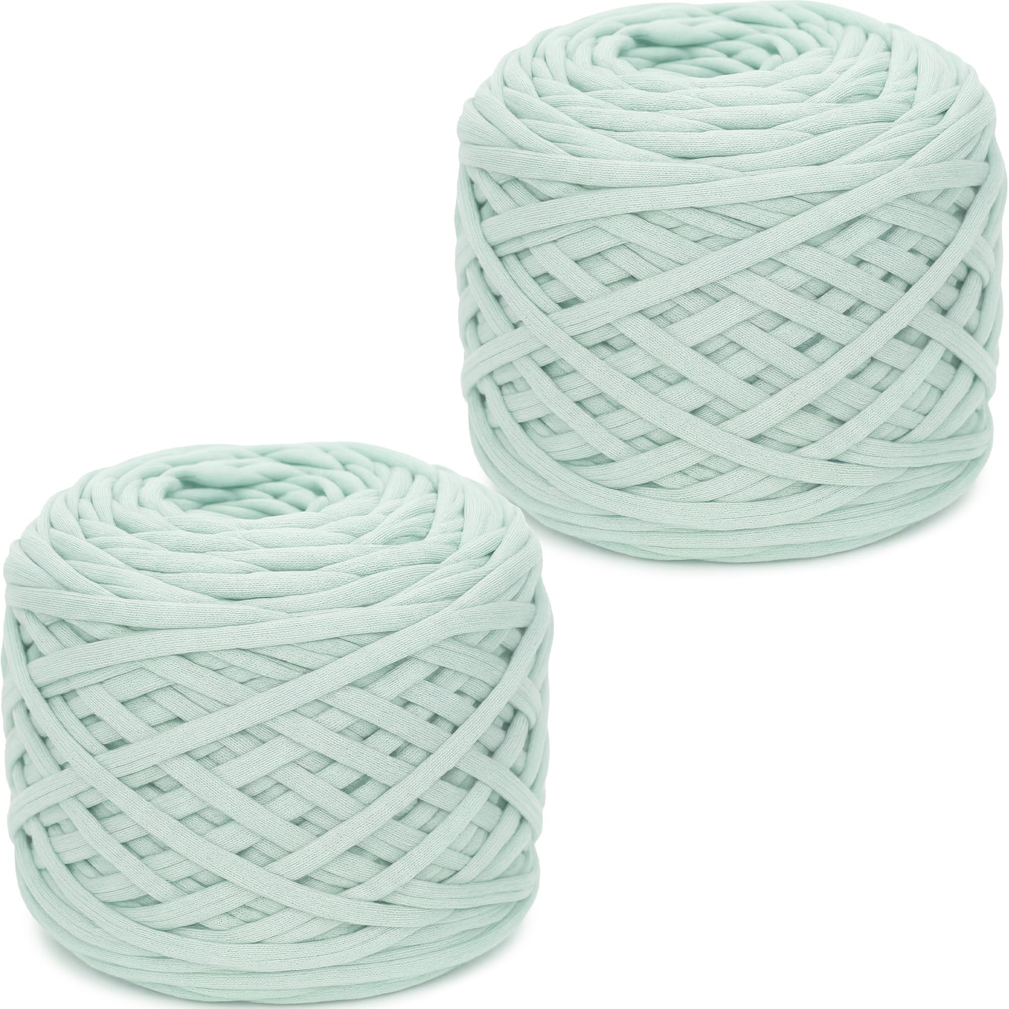 Xtrillogen 2 x 258g T Shirt Yarn,Chunky Yarn for Hand Knitting,Chunky Wool Knitting Kit,Tshirt Yarn for Crochet Wool Bags,Blankets,Baskets & DIY Home Decor(Pale Green) — image 1