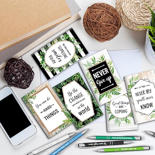 Miniatura 50 de Geyee 24 mini bolígrafos motivacionales, blocs de notas inspiradores, regalos de agradecimiento a granel, diarios pequeños, juego de bolígrafos