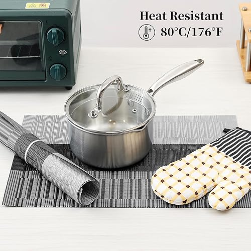 Miniatura 249 de Leetaltree - Manteles individuales, resistentes al calor, antideslizantes, para mesa de comedor, lavables, duraderos, tejido de PVC