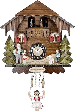 Engstler Black Forest Clock Black Forest House, Turning Dancers, no Cuckoo Call