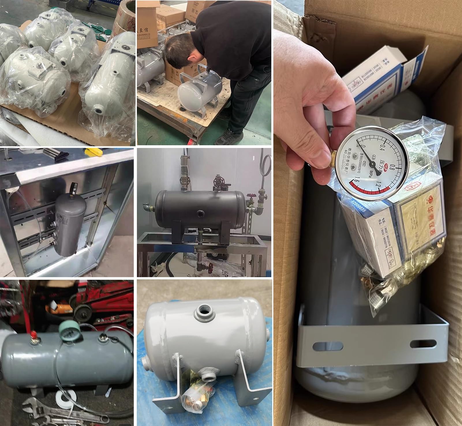 Depósito de Aire Tanque para Compresor de Aire Portátil con Válvula de Drenaje, Pequeños Tanques de Aire de Acero Al Carbono para Neumáticos de Camiones y Automóviles(8L/2.1Gal)